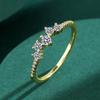 Fashion 18K Gold Geometric Circle Couple Ring For Women Small Diamond Crystal Genuine Sterling Silver Gift Jewelry