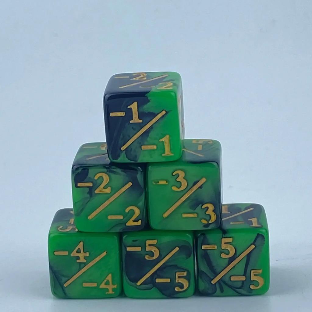5pcs/set Dice Counters 5 Positive +1/+1 & 5 Negative -1/-1 for Magic The Gathering Number 1-6 Math Preschool Education Dice Set