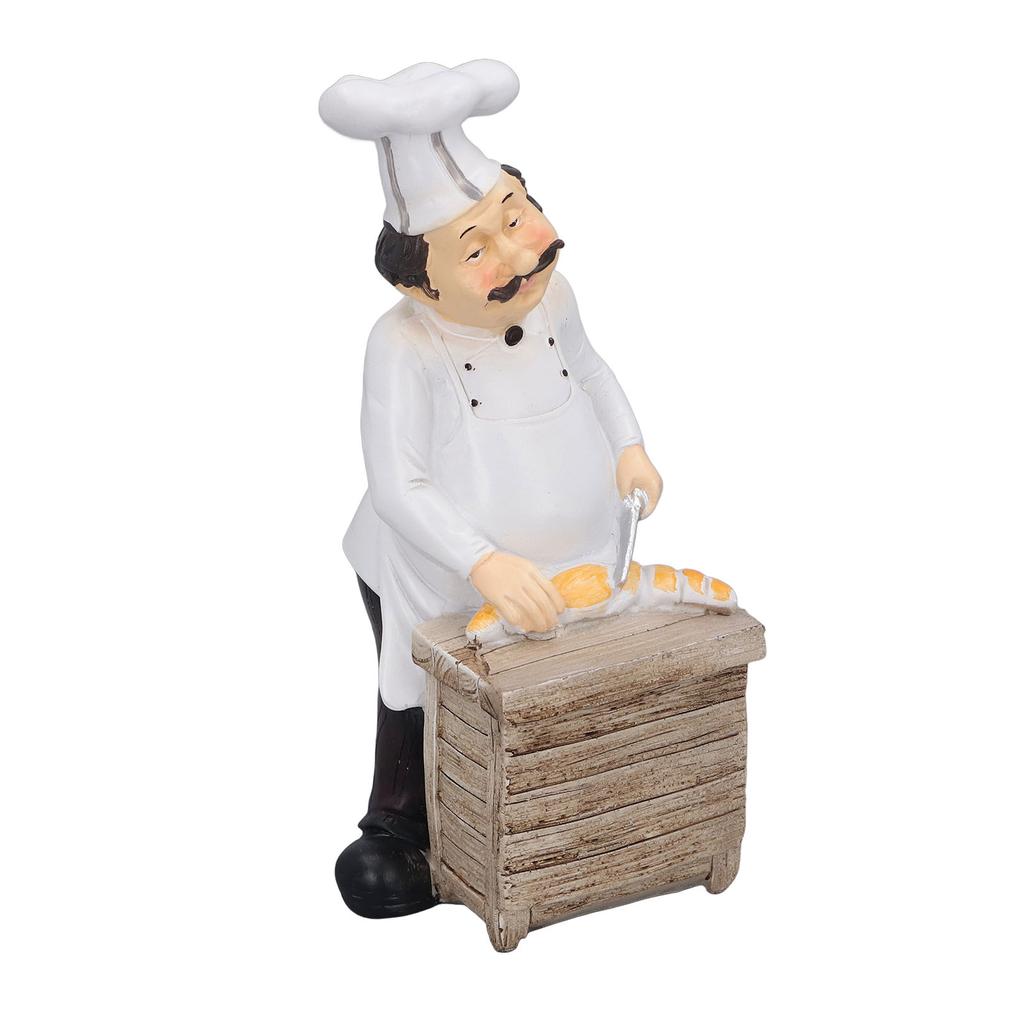 Resin Chef Statue Restaurant Dining Table Decor Figurine Ornament Kitchen Decoration