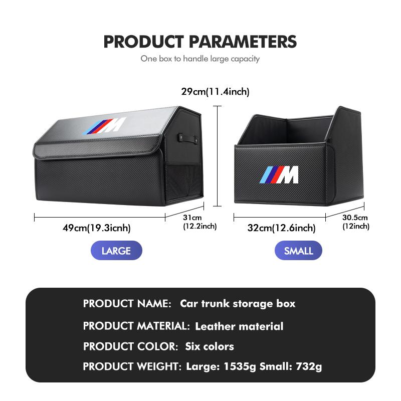 Leather Car Trunk Storage Box Multifunctional Folding Tool Box For BMW E93 F10 F20 F30 F40 F15 F25 F26 F31 F49 F86 M3 M5 X3 JK4