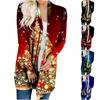 Women's Fashion Casual Chirstmas Print Medium Length Cardigan Jacket Coat