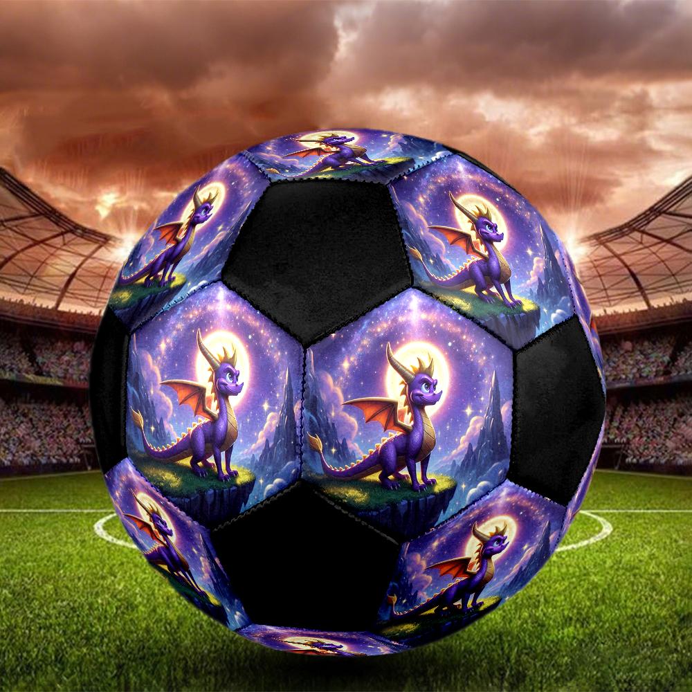 Spyro the Dragon Indoor Soccer Ball Colorful Machine Stitched PVC Size 5 Team Training Competition Ready Durable High-Bounce Cool Sports Gift