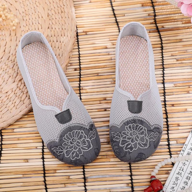 Женская дышащая обувь с сеткой, женская обувь с вышивкой на одной ноге, нескользящая мягкая подошва, удобная дышащая обувь, обувь