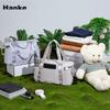 HANKE Foldable Travel Bag, Large Capacity Expandable Luggage Bag with Handle, Carry-On Storage Bag, Gray