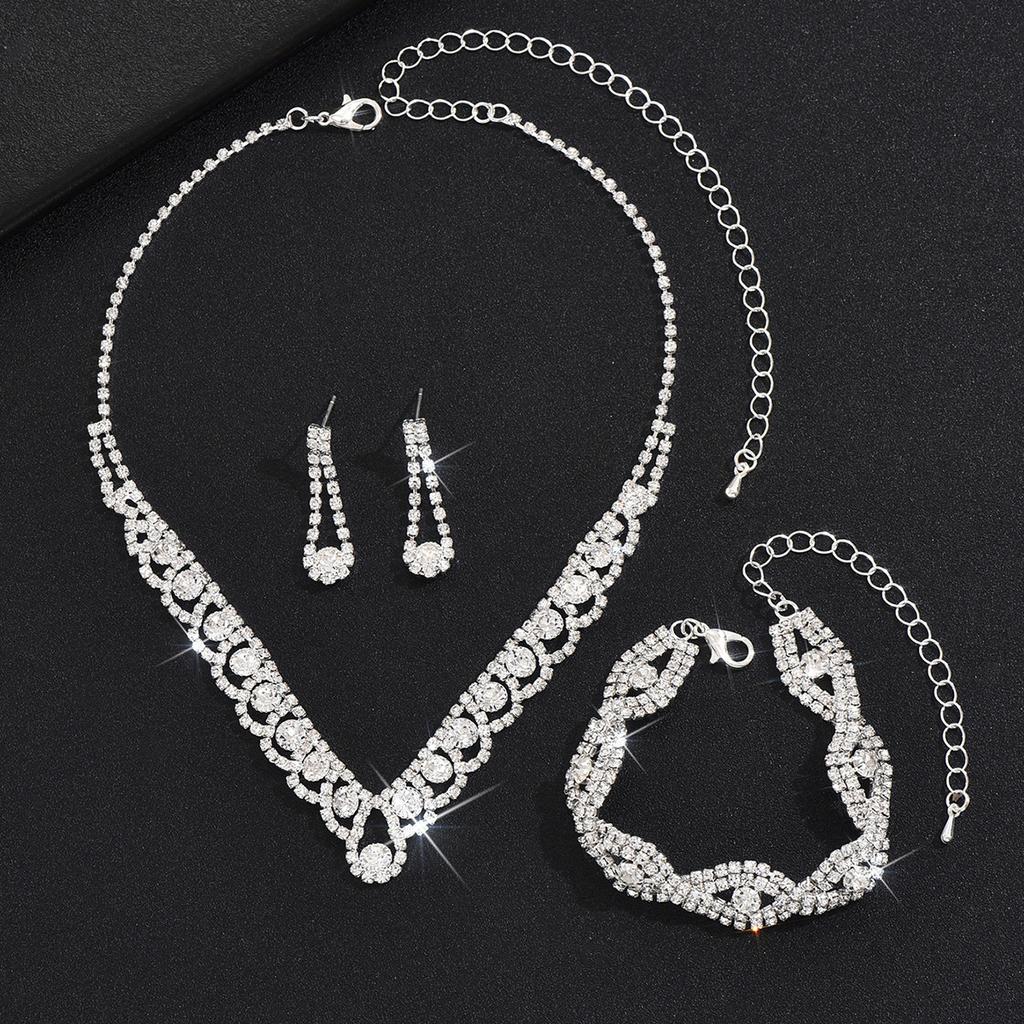 Accessories Multi-Color Zircon Wedding Necklace Earrings Bracelet Bridal Jewelry Set