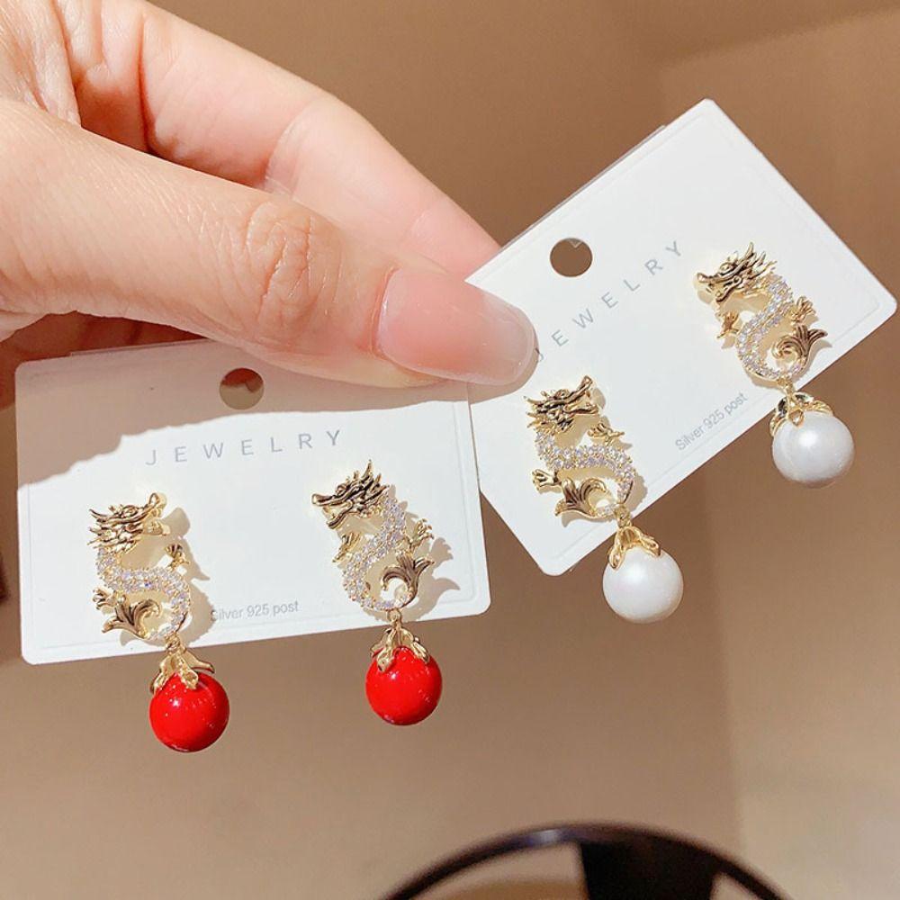 Висячие серьги с драконом зодиака, новогодние серьги китайского зодиака, висячие серьги с драконом из бисера, женские серьги