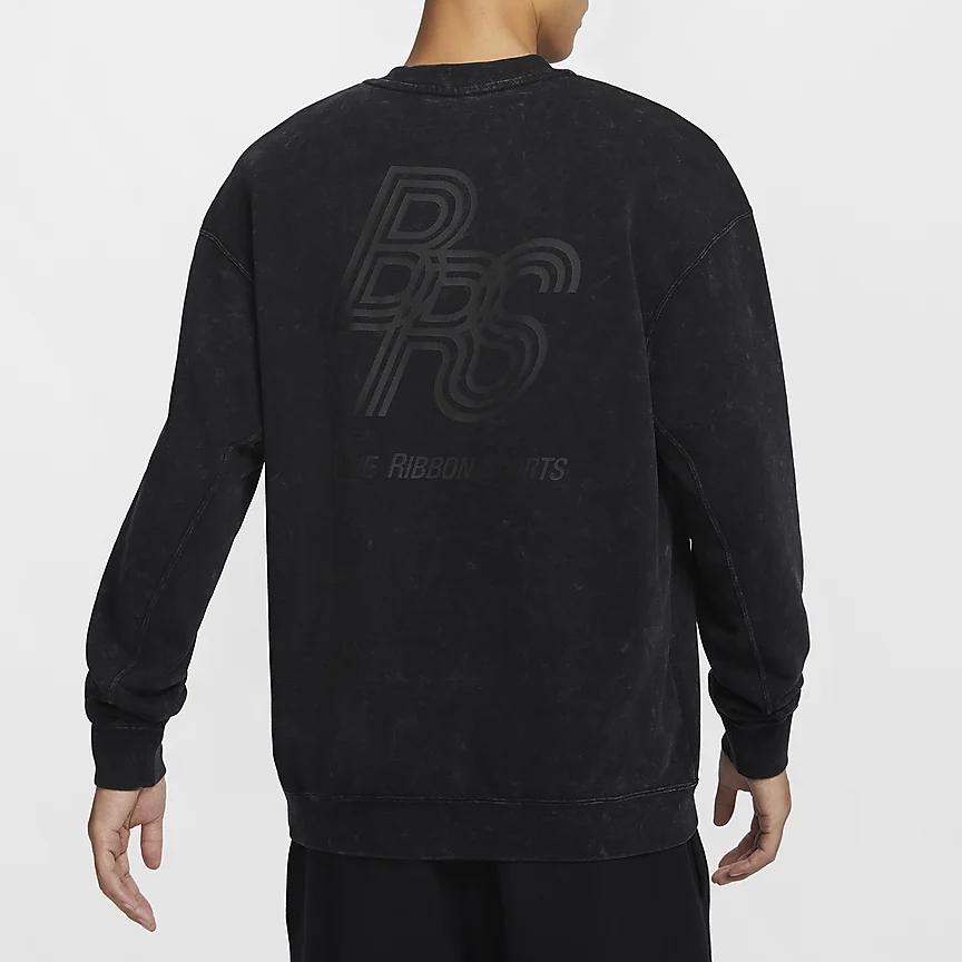 Nike Спортивная одежда Логотип Пуловер с круглым вырезом Однотонная толстовка с длинным рукавом Мужская толстовка Черный HQ6037010