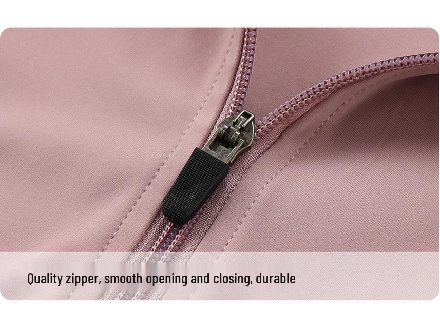 Топ для йоги телесного цвета на молнии, амортизирующий, для женщин - Приталенный, без рукавов, со стойкой воротником, для летних видов спорта на открытом воздухе.