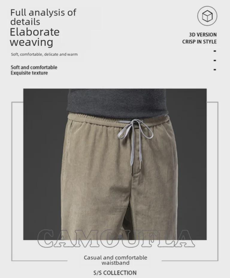 Мужские повседневные прямые брюки из вельвета-стрейча на весну/осень 2023 года, свободный крой, большой размер.