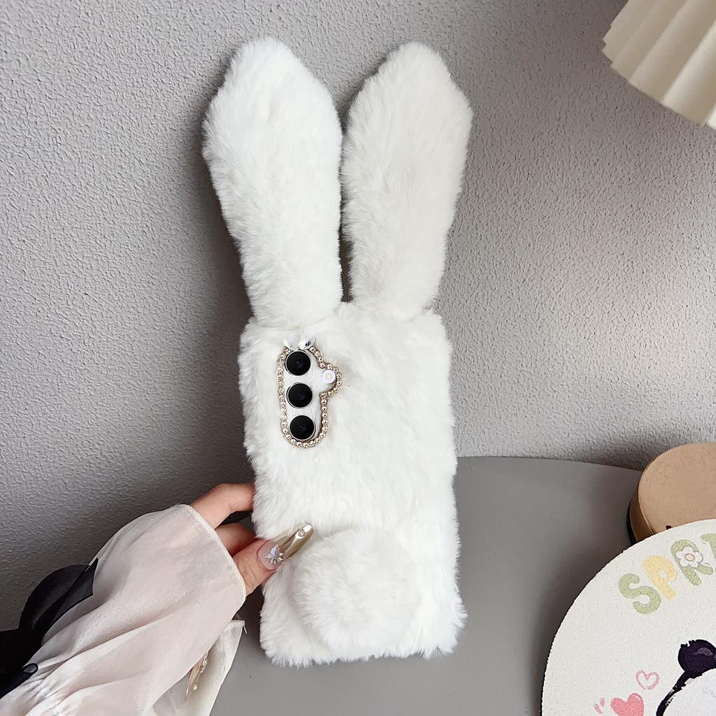Плюшевый милый кролик зимний пушистый чехол для телефона из ТПУ для Samsung Galaxy S25 FE