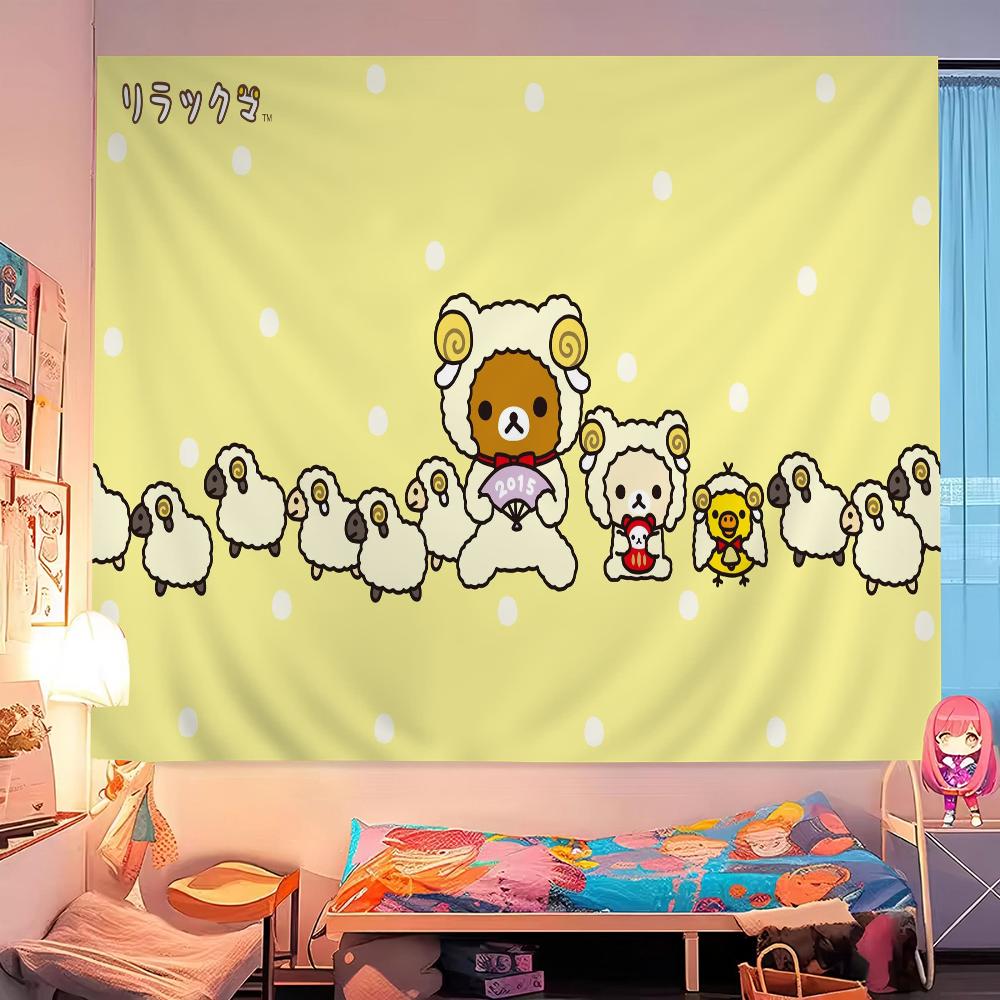K-Kilakkuma Японский Мультфильм Напечатанный Большой Настенный Гобелен Дешевый Хиппи Настенное Панно Бохо Настенные Гобелены Мандала Домашний Декор