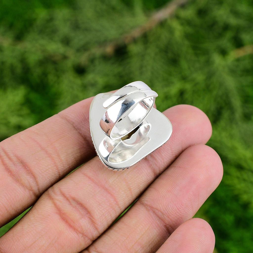 Gift For Women Solitaire Adjustable Ring 925 Silver Natural Picture Jasper