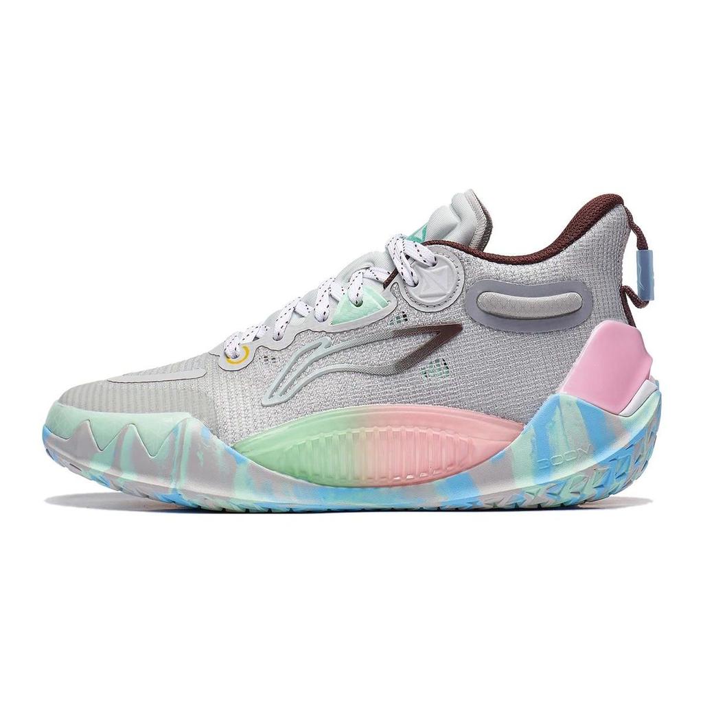 Li-Ning Cloud Non-Slip Shock Absorbing Durable Lightweight Rebound Mid-Top Basketball Shoes Kids Basketball Shoes Gray YKBT020-7