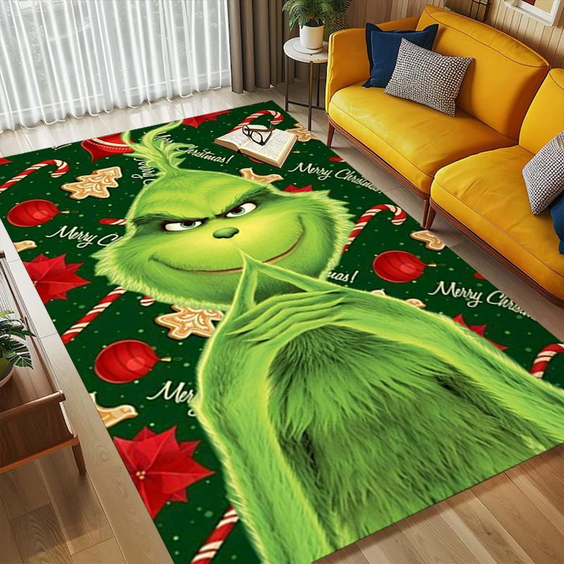 Grinch Christmas Living Room Non-Slip Area Rug Soft Carpet for Bedroom Game Playroom Sofa Office Home Decor Doormat Christmas Gift C9211504