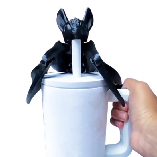 Halloween Bat Tumbler Straw Cover Reusable Dust-proof No Spill 3D Printed Bat 10/12MM Tumbler Straw Tip Topper Protector Cap Tumbler Accessories