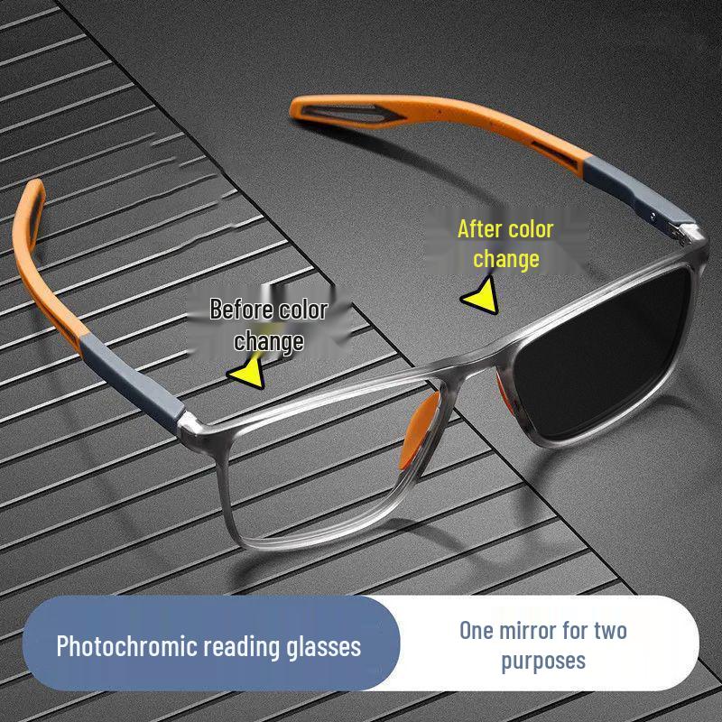 Color-Changing, Anti-Blue Light, Non-Slip Reading Glasses for Men - Lightweight & Sporty for Middle-Aged and Elderly