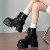 Retro Black Premium British Platform Martin Boots Women's 2025 New Autumn with Skirt and Thin Short Boots