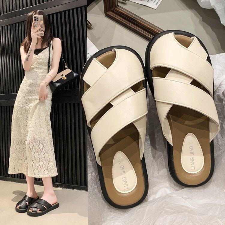 Soft~ Baotou Half Slippers Women's 2025 Summer New Versatile New Korean Version Hollow Beach Sandals Rome