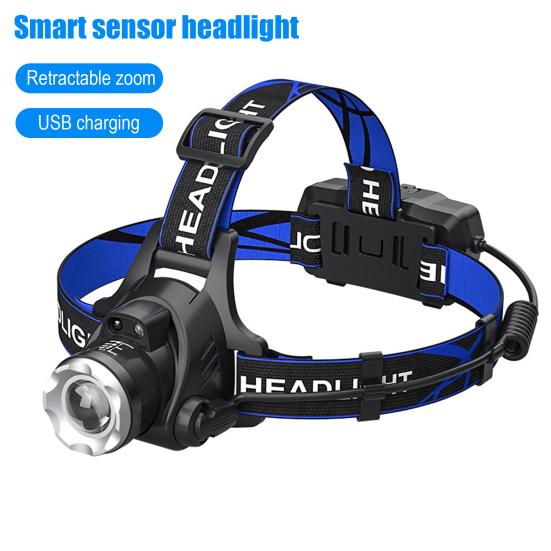 Налобный фонарь для улицы Телескопический зум USB Перезаряжаемый 3 режима Регулируемый Водонепроницаемый Сверхяркий Легкий Велосипедный Ночная рыбалка Светодиодный налобный фонарь