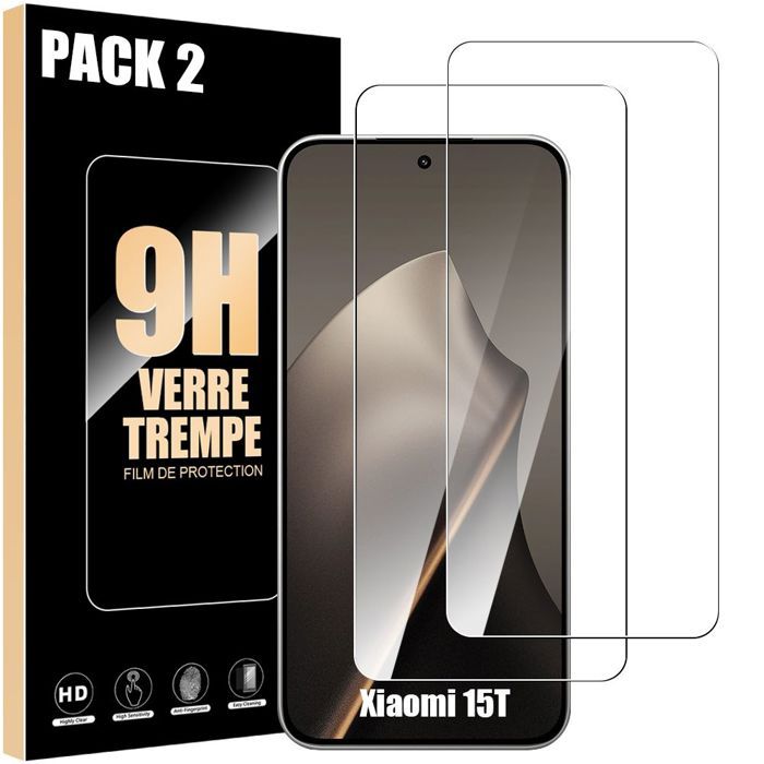 Film de protection en verre trempé - E.F.Connection - Xiaomi 15T - 2 pièces - Résistant aux rayures - 9H