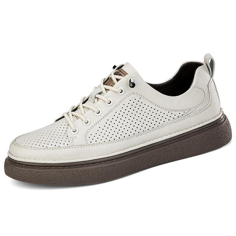 Модные стильные мужские туфли из натуральной кожи на плоской подошве, летние удобные мужские кроссовки, мягкая универсальная обувь с вырезами для отдыха и прогулок