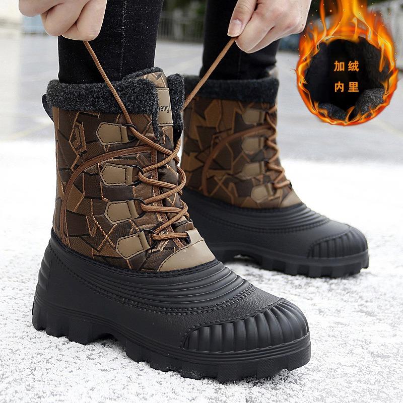 High Top Snow Boots Men's Outdoor Fleece Warm Thickened Cotton Boots Winter Martin Boots