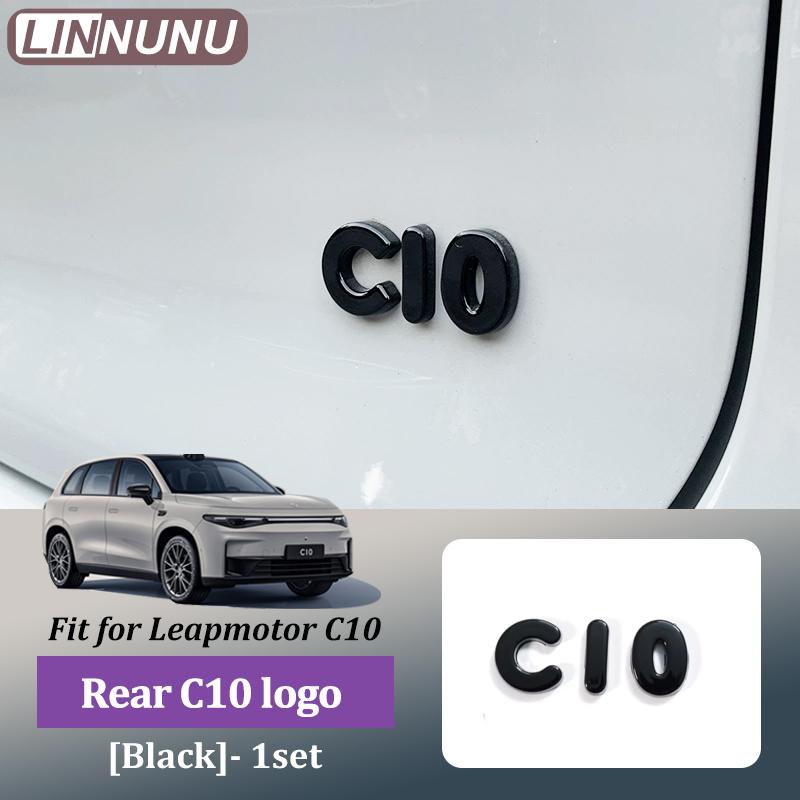 Linnunu Fit for Leapmotor C10 Black Car Logo Car Exterior Decoration Parts Front Hood Emblem Steering Wheel Emblem Wheel Hub Emblem Rear Emblem