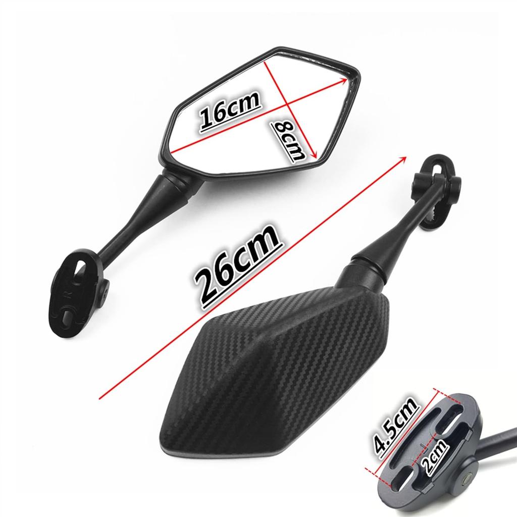 Motorcycle Mirror Ninja 250R Ninja 250 Ninja 1000 ZX6R ZX14R Motorcycle Rearview Mirror Rear View Side Mirror (Size : Carbon1)