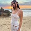 Sleeveless Sexy Lace Hollow Out Sheer Summer Sweet Crop Tops for Women Club Party Y2K Cami Tops Streetwear Clothes