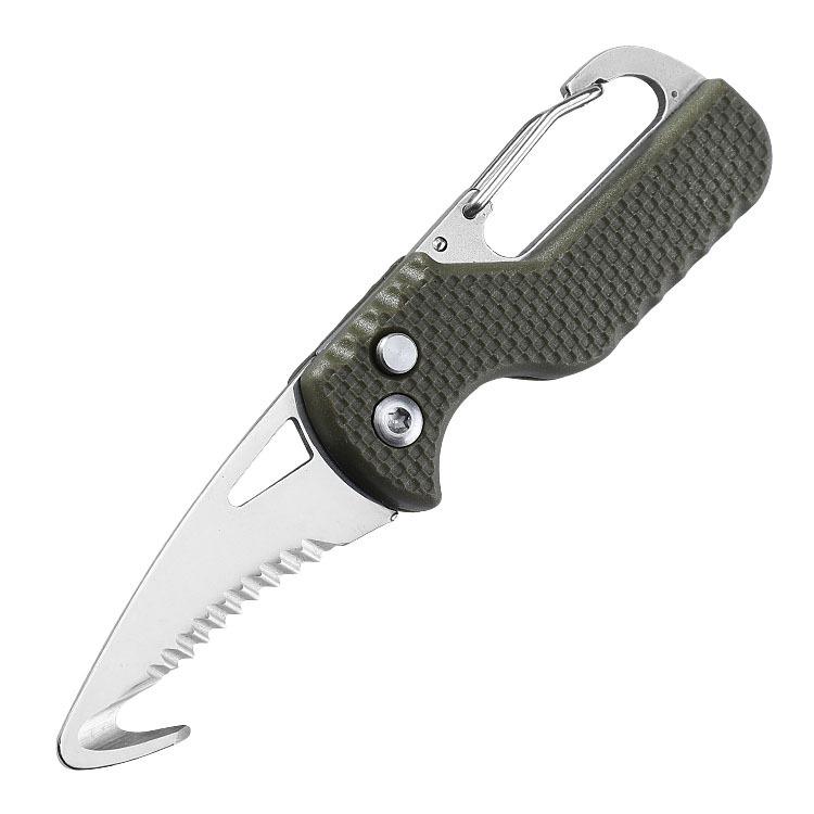 Pocket Folding Knife Portable Express Unpacking Knife with Keychain Serrated Hook Blade Outdoor Multifunctional Survival Tool