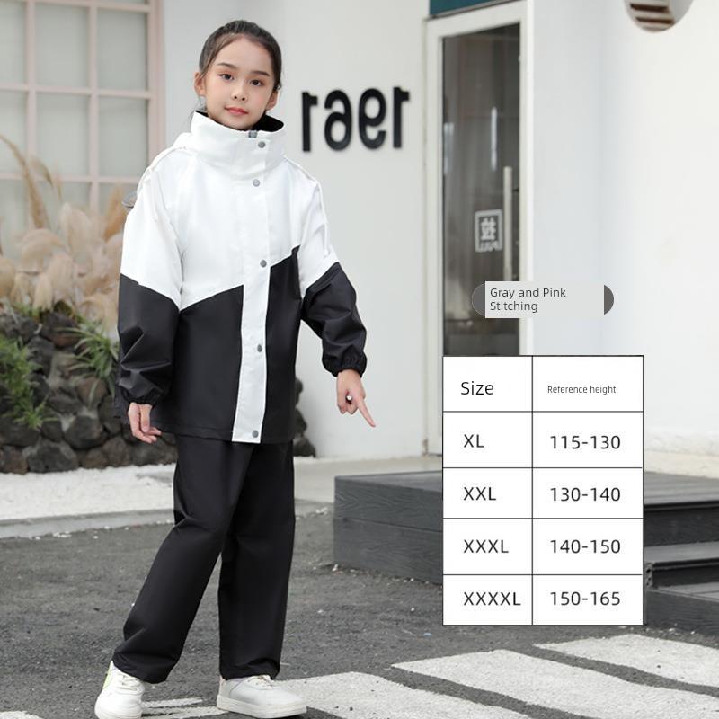Children's Raincoat and Rain Pants Set for Boys and Girls, Kindergarten and Elementary School Students, with Backpack Space, Waterproof One-Piece