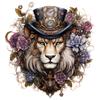 1/2pcs, Majestic Lion Heat Transfer Sticker, Animal Clock Top Hat Flowers Iron-on Decal, For Bags T-shirt Pajamas