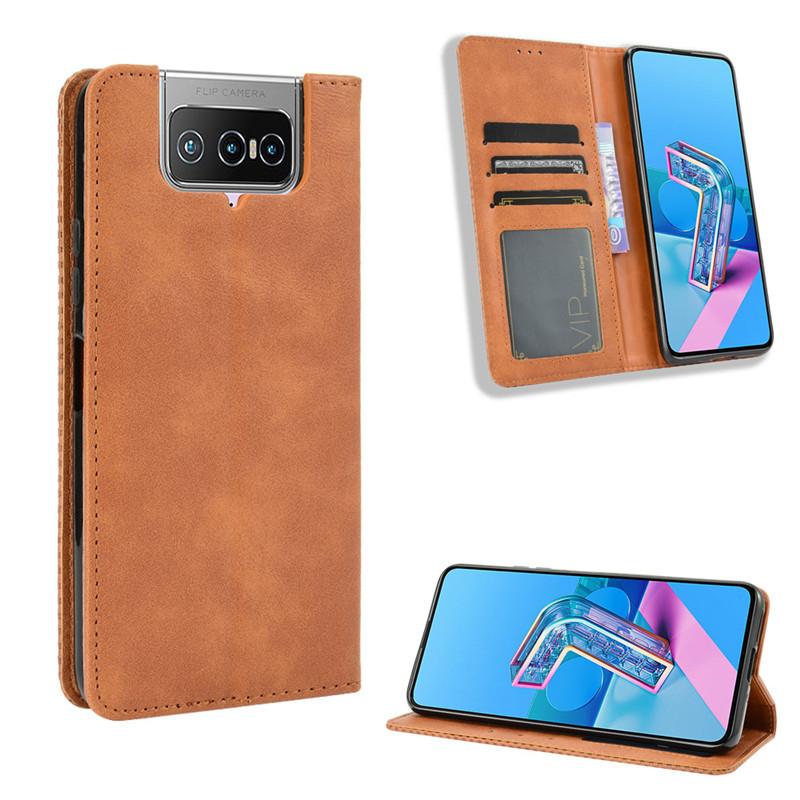 Флип-чехол для Zenfone 7 Pro/Zenfone 7,Zenfone 8 Флип-кожаный чехол [Flip Vintage Leather] Ударопрочный прочный ретро-чехол для телефона
