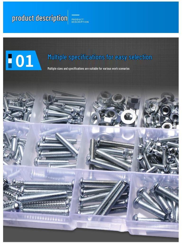 Набор винтов с крестообразным шлицем и гаек с шайбами, M3 M4 M5