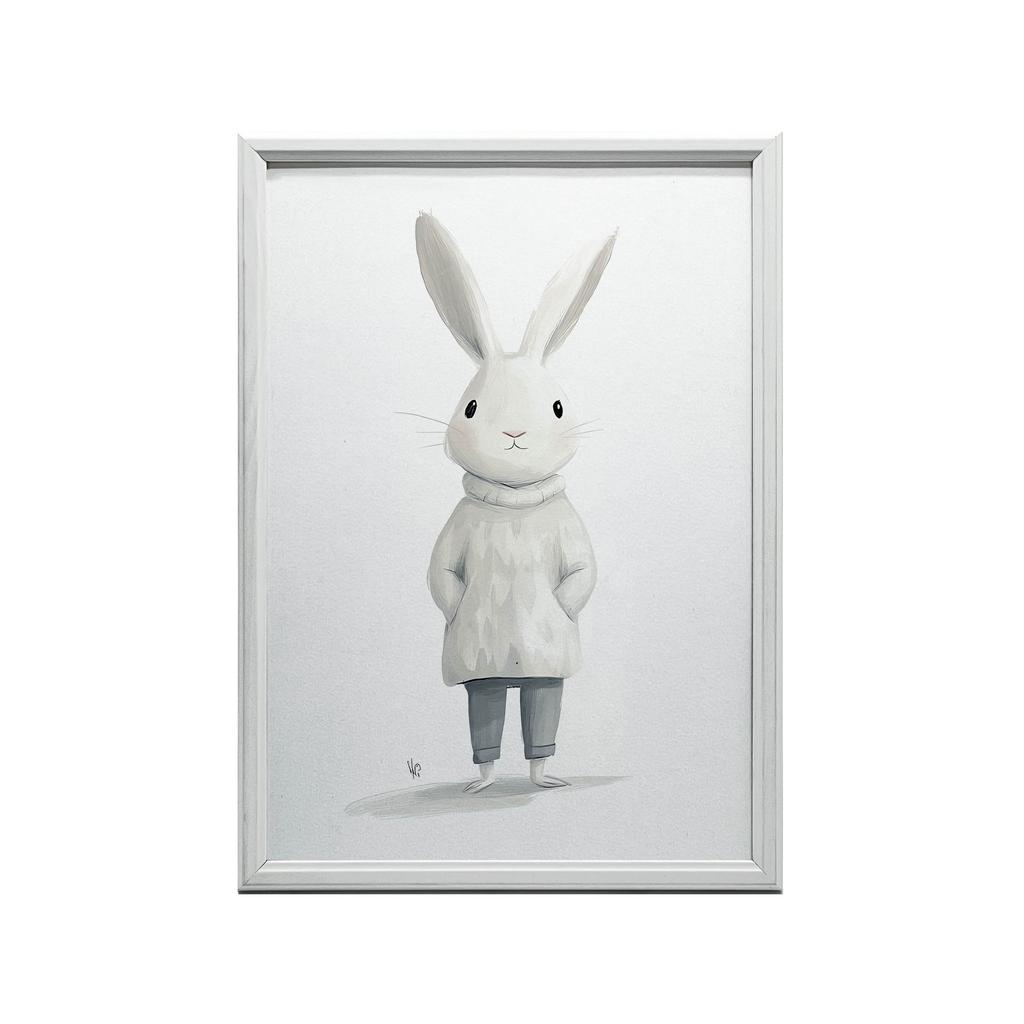 Plakat Uroczy Królik W Sweterku Plakat Uroczy Królik W Sweterku, 50X70 Cm, Bez Ramy, Płótno Premium Na Blejtramie