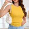 Women's Summer Fashion Casual Solid Color Round Neck Sleeveless Top Tight Tank Top