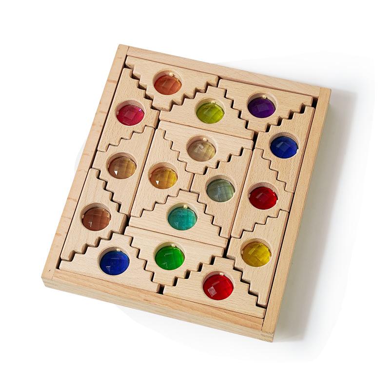 Acrylic crystal gemstone building block rainbow square high transmittance cube children's educational sensory kindergarten toy