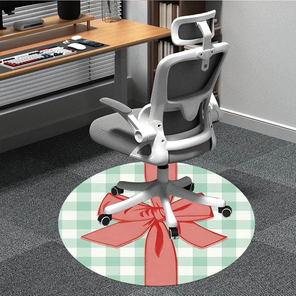 1pc Bow Ribbon Chair Carpet for Office Non Slip, Lightweight, Machine Washable Rug for Office Holiday Decor