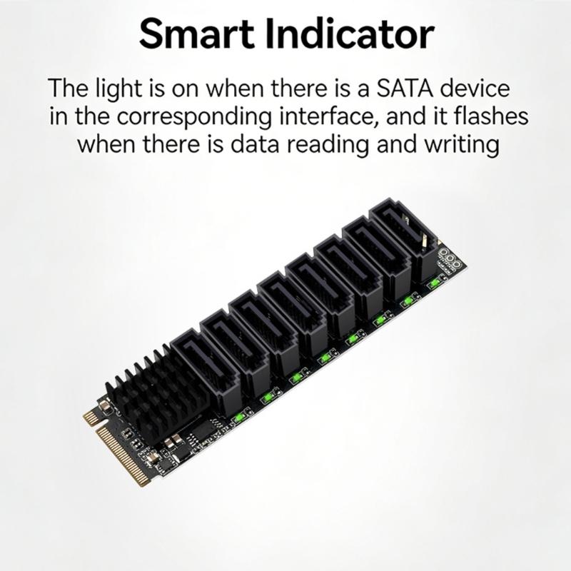 M.2 NVME PCIE to SATA3.0 6Gbps 6 Port Expansion Card Hard Drive Extended PCIE Adapter Card For Monitoring