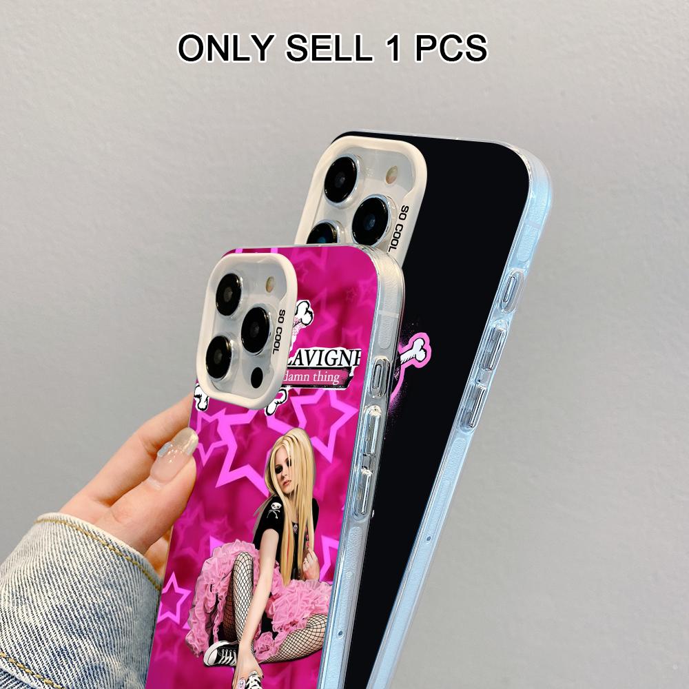 Avril Lavigne White Translucent Mobile Phone Case for iPhone 17 16 15 14 13 12 11 X XR XS Air Pro Max Plus Colorful Cover