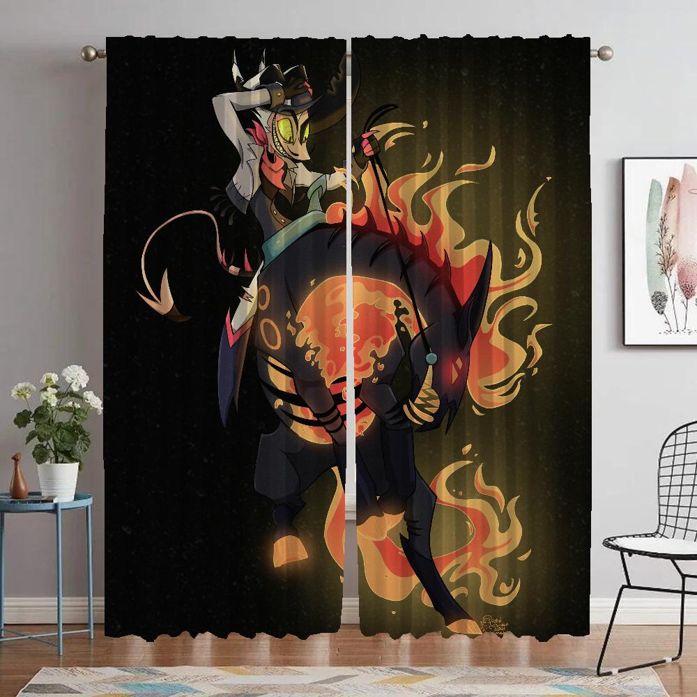 Helluva Boss Современные Шторы для гостиной для камеры, Шторы для домашнего интерьера, 2 шт., Разделительные шторы для Хэллоуина, украшения, детские шторы