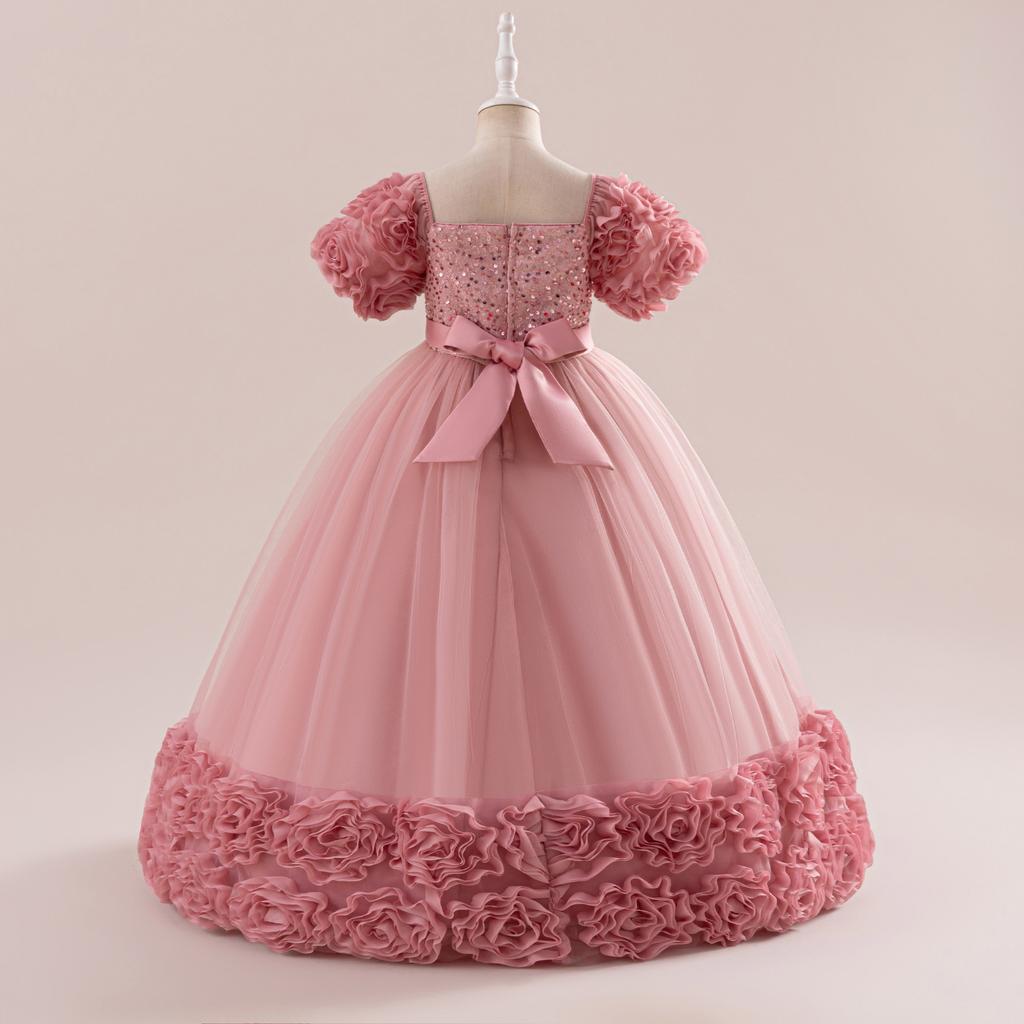 4-14 лет Рождественское платье принцессы для девочек-цветочниц для свадеб Летнее детское торжественное длинное платье с бантом для школьных вечеринок Детская новогодняя одежда