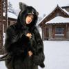 Осень и зима новый искусственный мех лисы пальто женский с капюшоном милый кошачий ми ушки имитация свободного меха пальто утолщенный