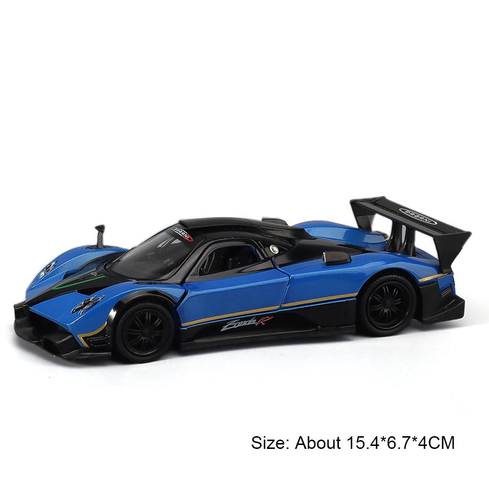 1:32 Pagani Zonda R Huaya BC Миниатюрная модель Сплав Литье под давлением Игрушки Двери машины открываются Звук Свет Оттянуть Назад Транспортные средства Мальчик Коллекция Подарки