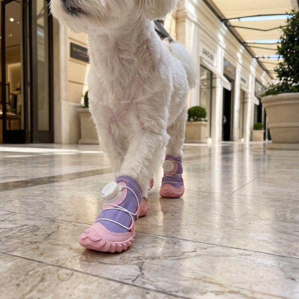 4PCS Breathable Pet Mesh Boots Adjustable Pet Paw Protector Fashion Dog Foot Covers  Dog Walking