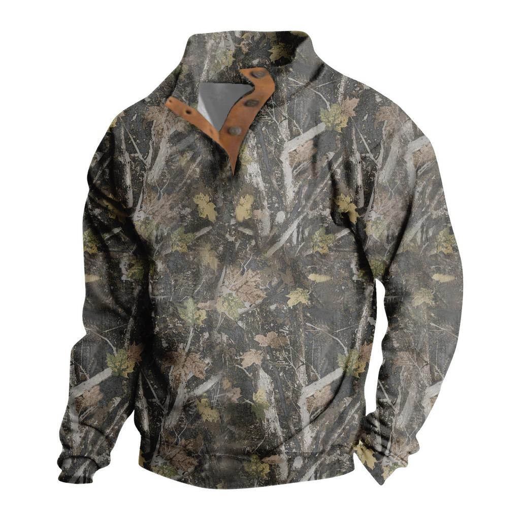 Мужская повседневная модная рождественская принтованная толстовка без капюшона, широкая мужская свободная толстовка с капюшоном и воротником-стойкой