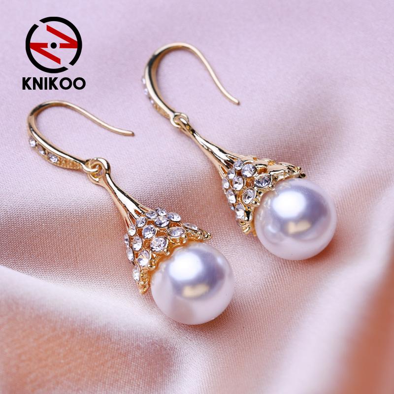 KNIKOO Серьги для женщин, модные жемчужные серьги, ювелирные изделия для свадьбы, невесты, вечерние серьги, подарки
