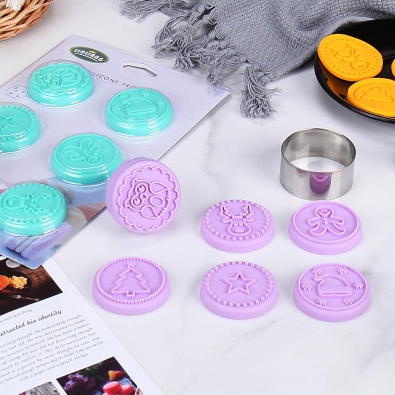 6Pcs Halloween Christmas Stamp Mold Chocolate Candy Mold for Diy Dessert Cookie