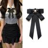 Женская брошь-бабочка из ленты, предварительно завязанная, с кристаллами, галстук-бабочка, жабо для воротника