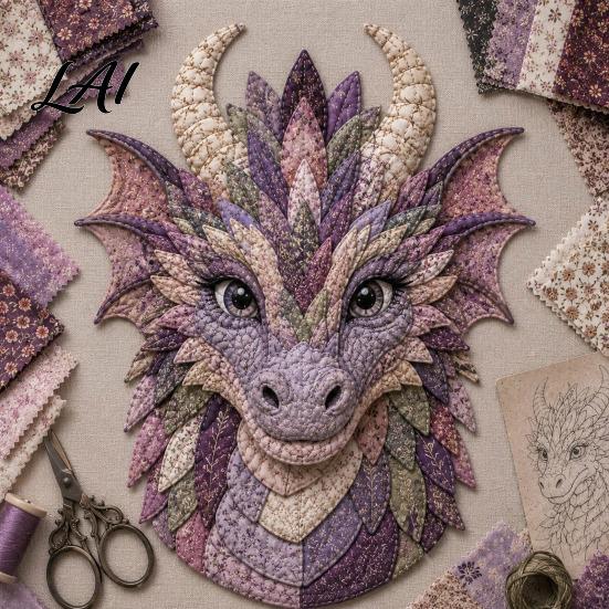 Ready to Use Fabric Pack Dragon Patchwork DIY Kit Pattern Craft Holiday Gift for Hobbyists Sewing Project Adults Handmade Home Decor Family